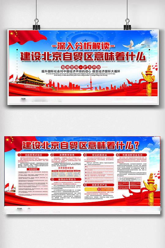 党建建设北京自贸区宣传展板
