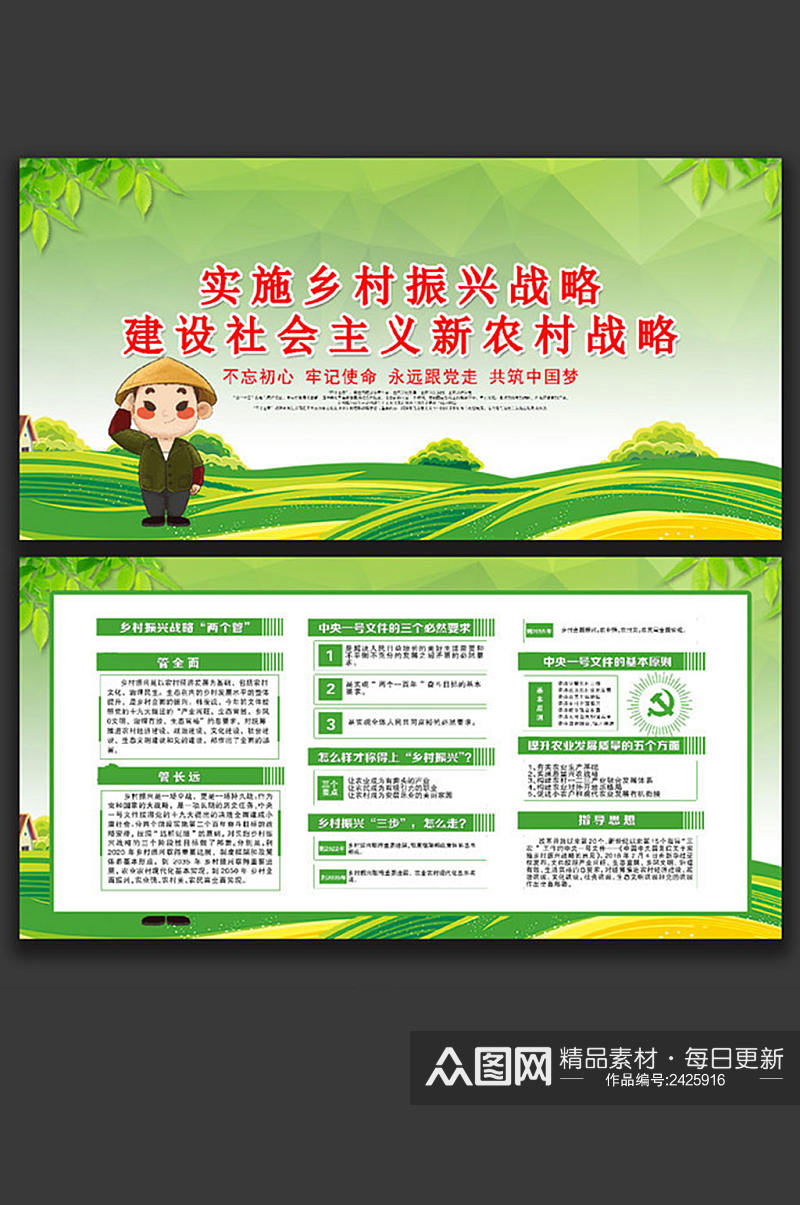 乡村振兴农业发展宣传栏展板设计素材