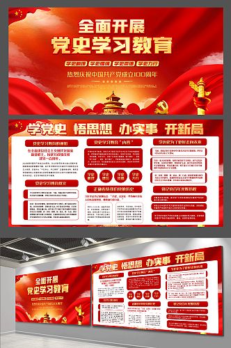 红色中国共产党成立100周年内容展板