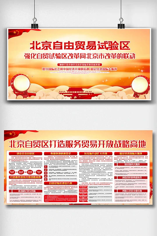 红色大气北京自由贸易试验区内容展板