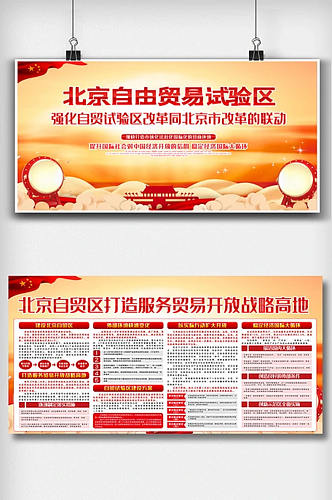 红色大气北京自由贸易试验区内容展板