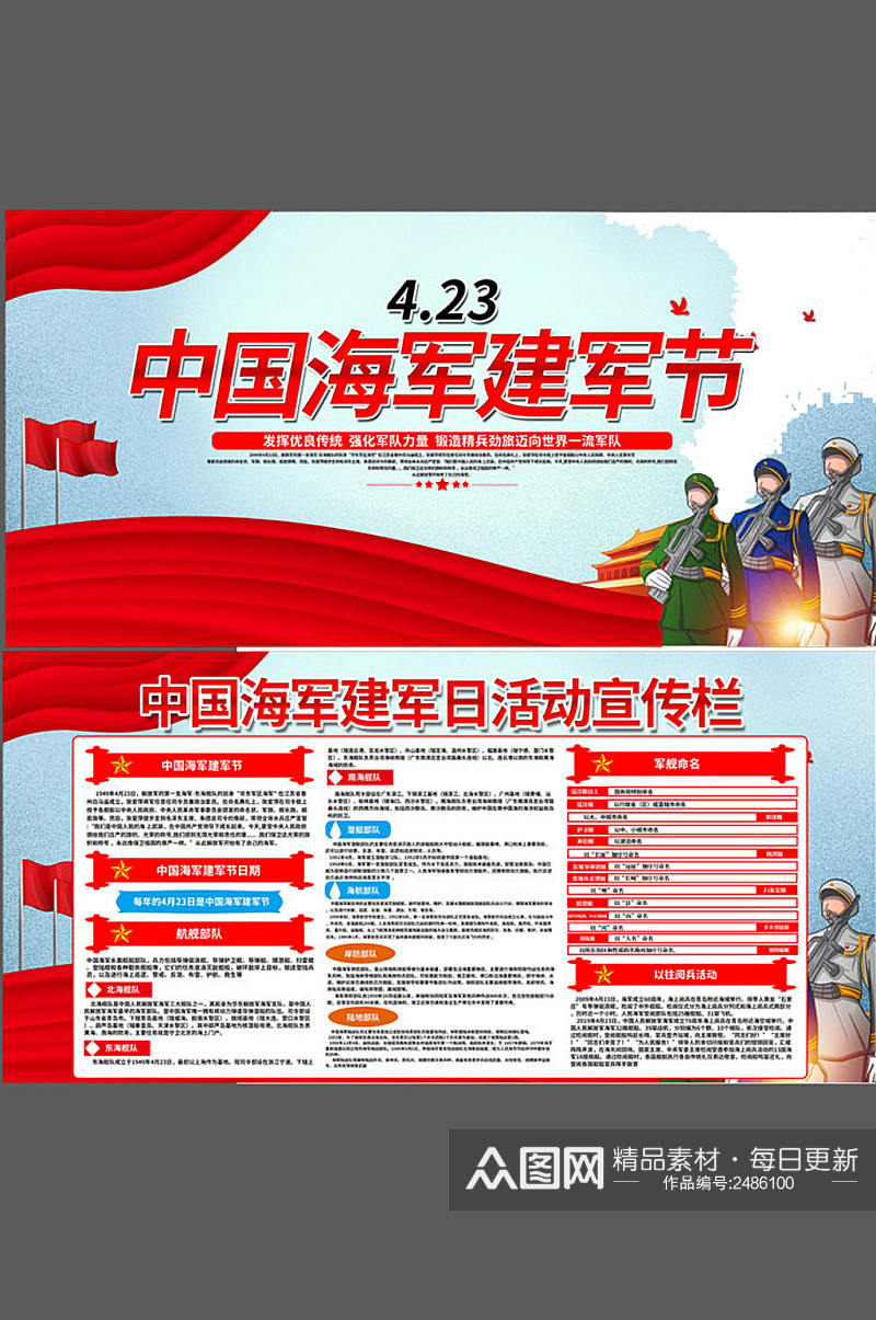 中国海军建军节宣传展板素材