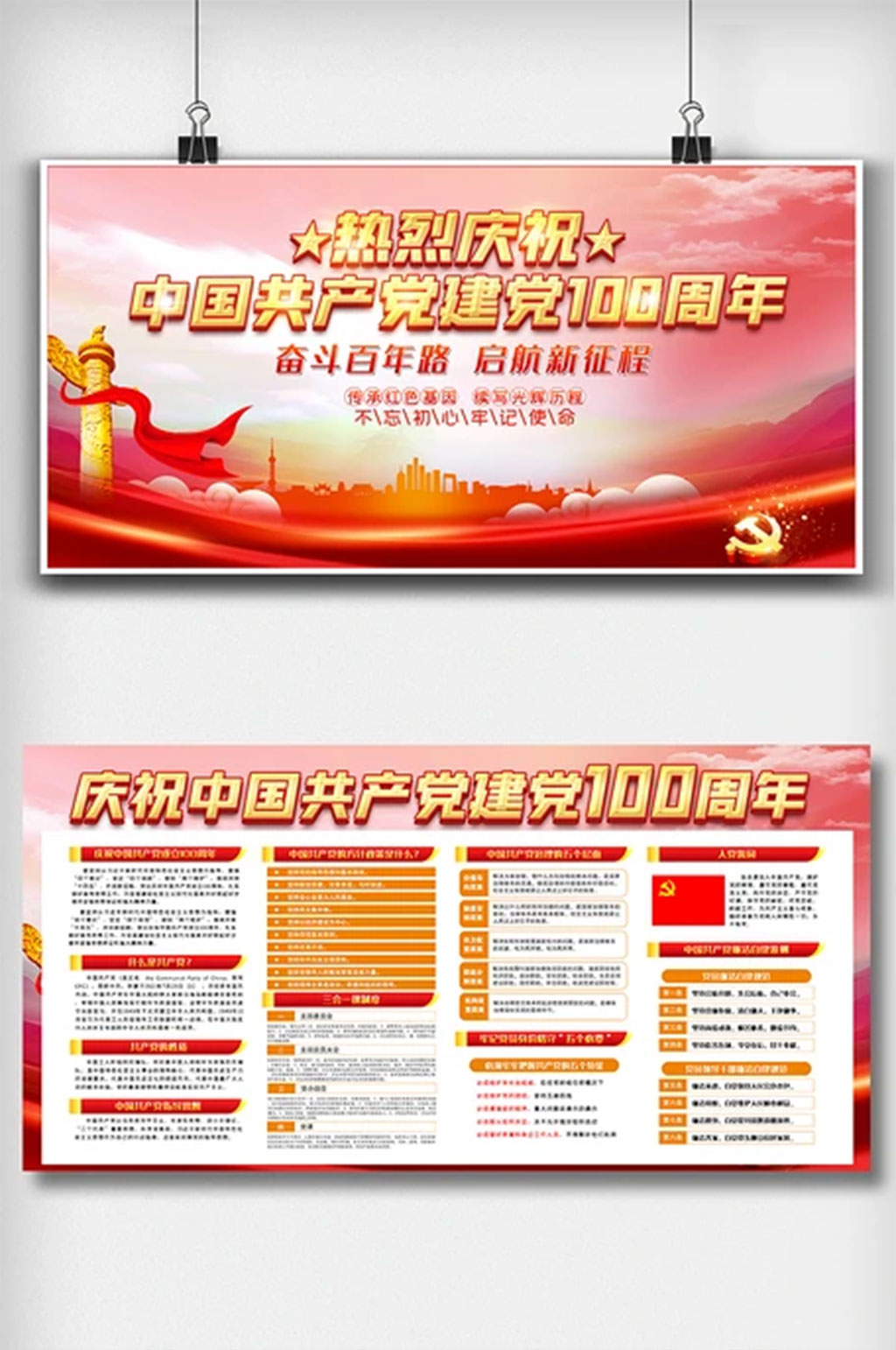 热烈庆祝中国共产党成立100周年展板素材