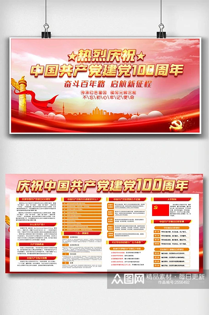 热烈庆祝中国共产党成立100周年展板素材