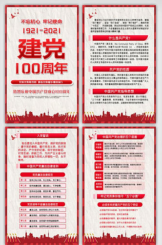 创意中国共产党成立100周年四件套