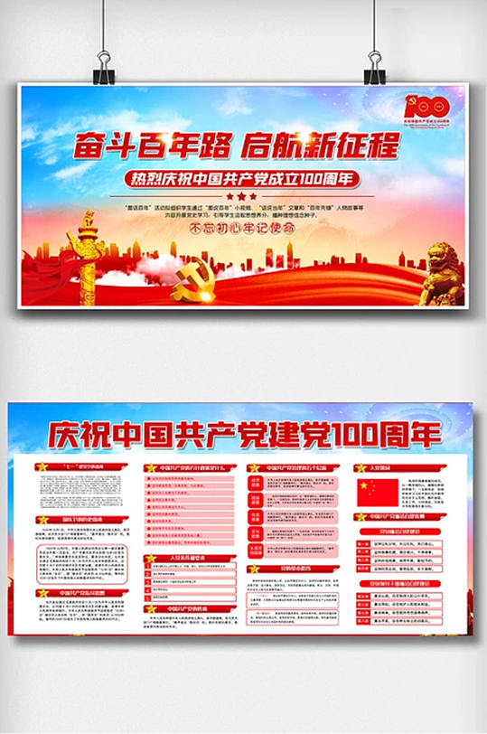 中国共产党成立100周年双面展板
