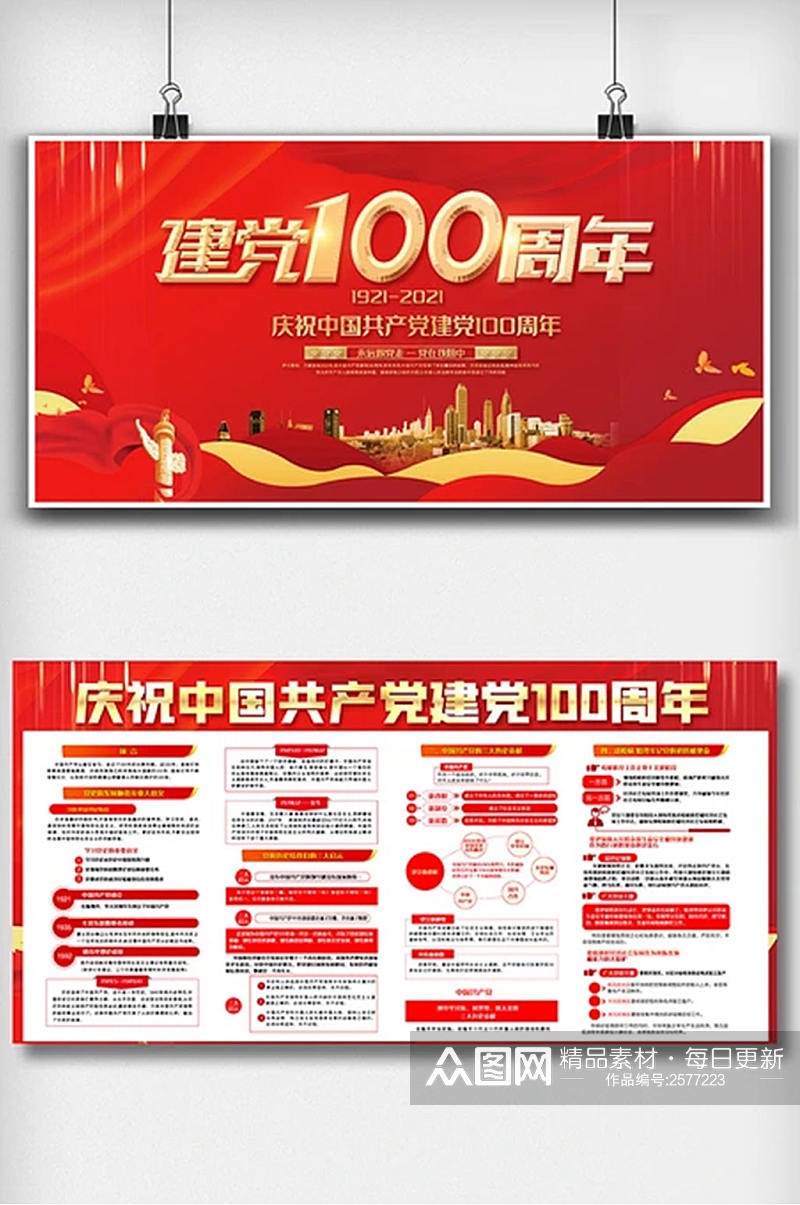 中国共产党成立100周年宣传栏展板素材