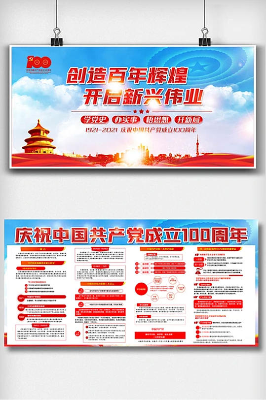 庆祝中国共产党成立100周年内容展板