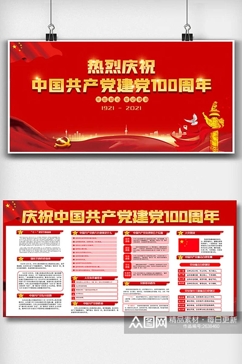 热烈祝贺中国共产党成立100周年展板素材