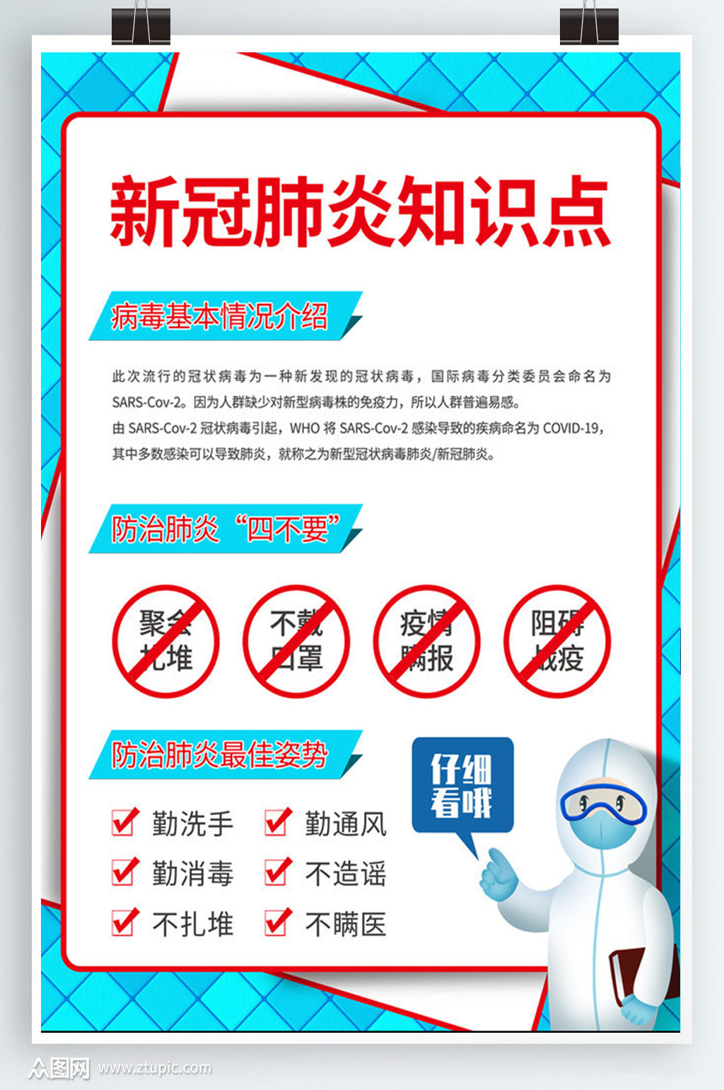 新冠肺炎知识点海报素材