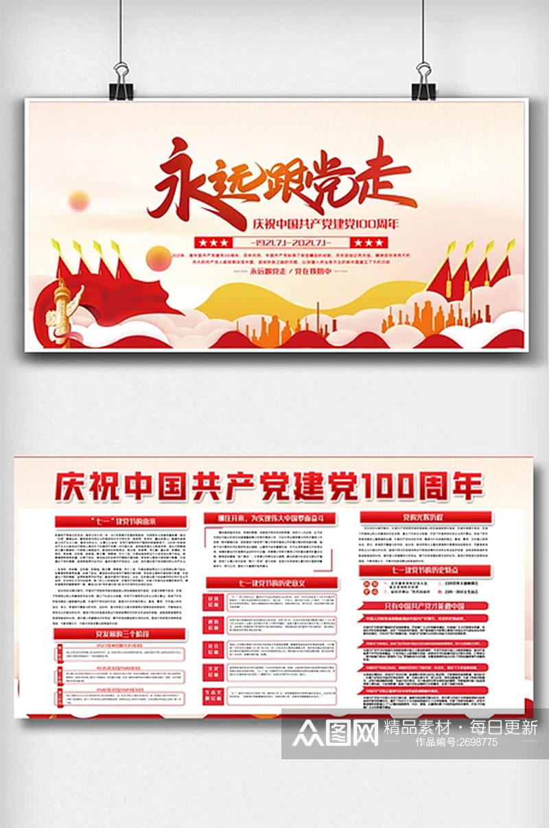 中国共产党成立100周年宣传栏展板素材