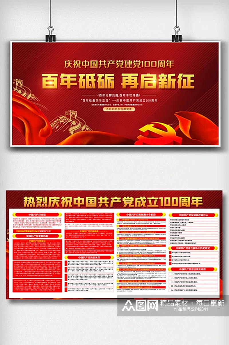 中国共产党建党100周年内容展板素材