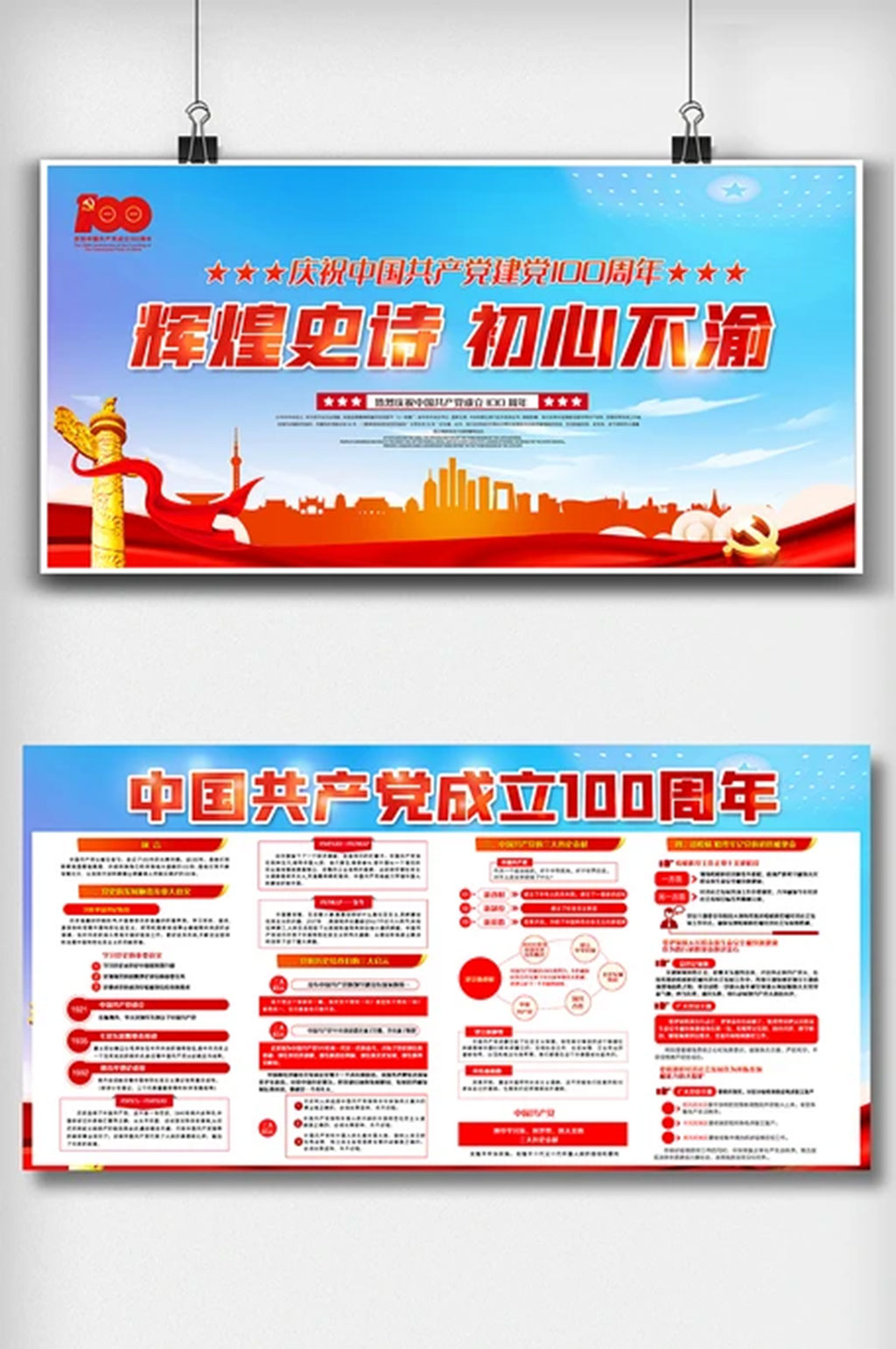 中国共产党成立100周年内容展板素材