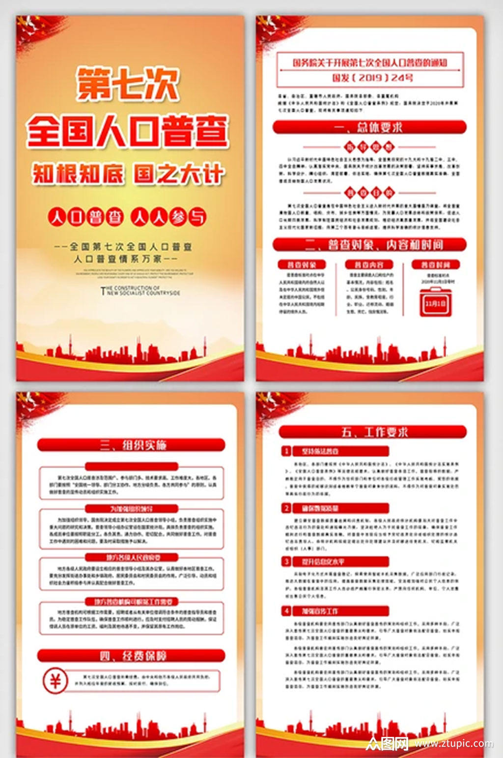 第七次全国人口普查内容挂画展板