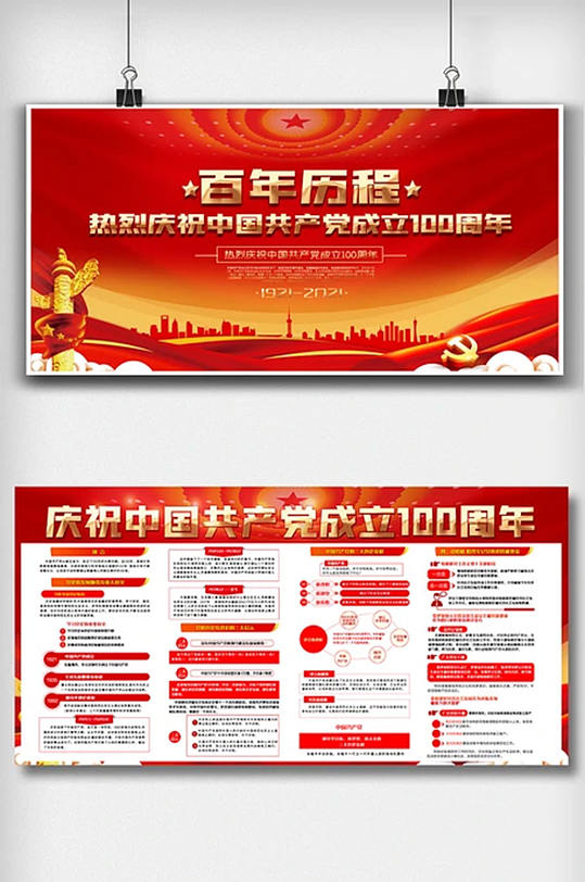 热烈庆祝中国共产党成立100周年展板