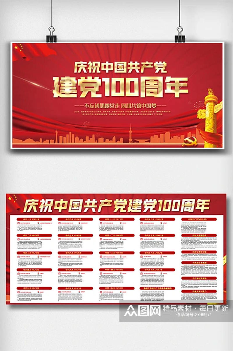 中国共产党建党100周年宣传栏展板素材