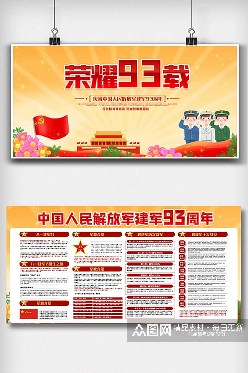 庆祝中国人民解放军建军93周年内容展板素材