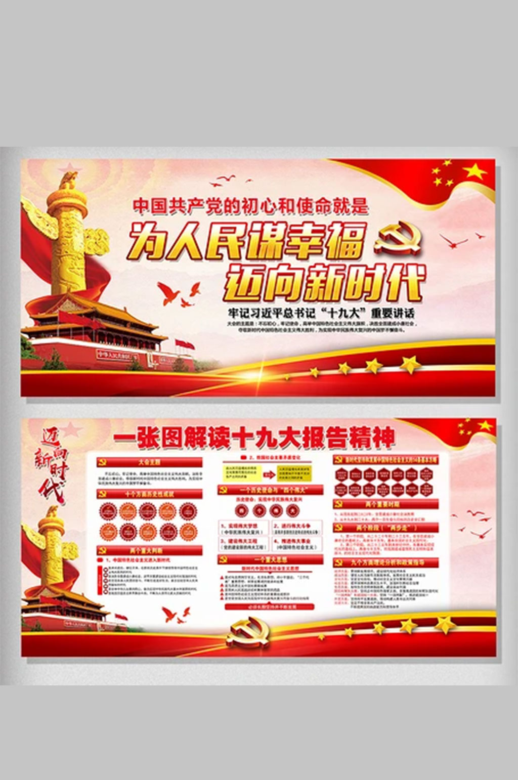 迈向新时代十九大报告展板素材