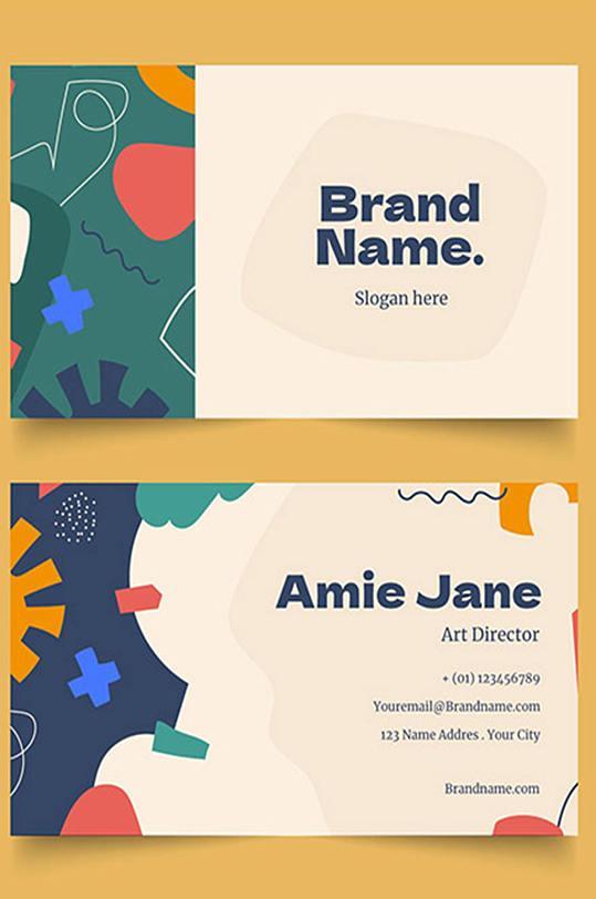 手绘抽象形状名片矢量图片下载