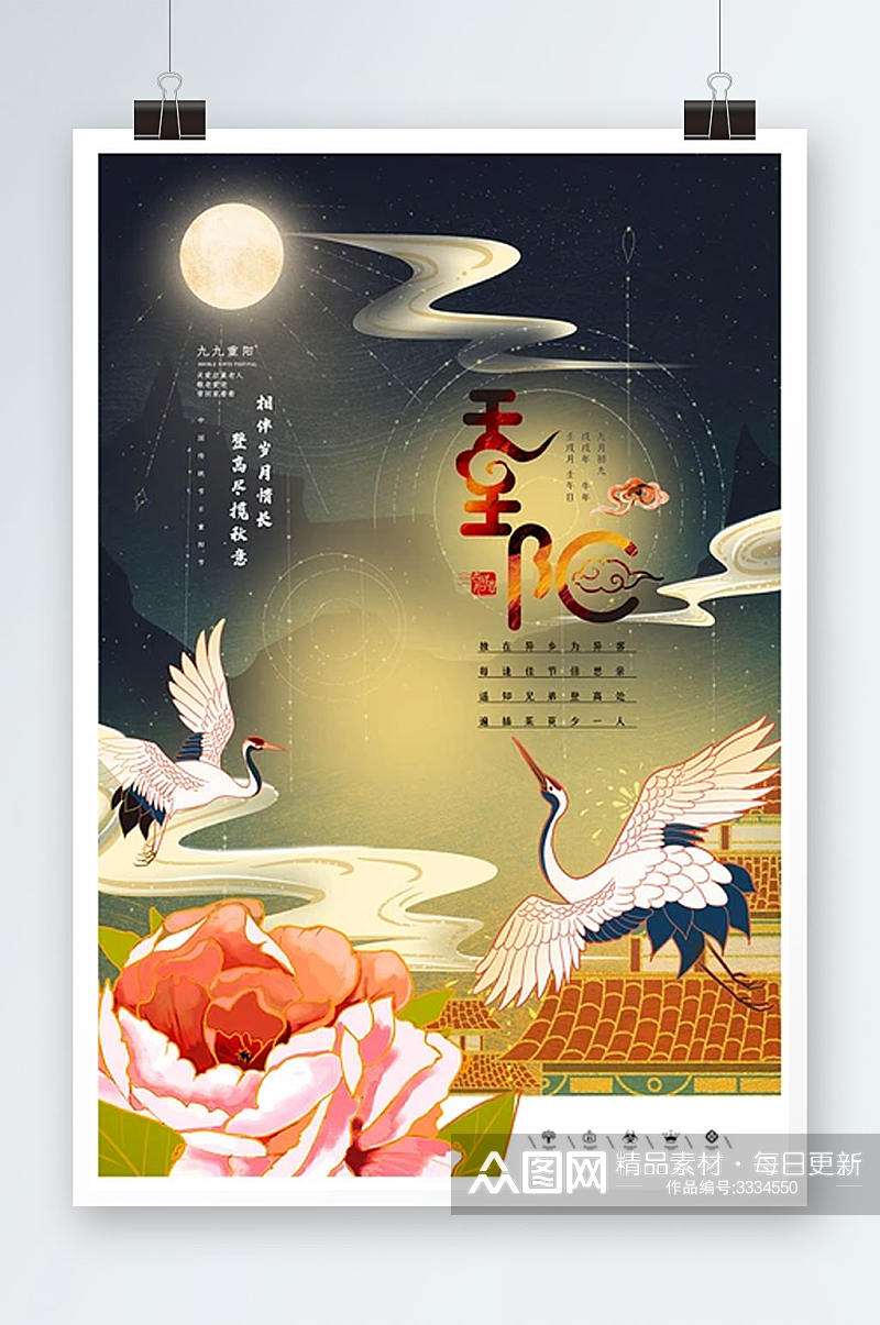 国潮创意中国风重阳节海报素材