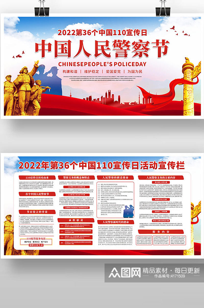 中国人民警察节展板素材