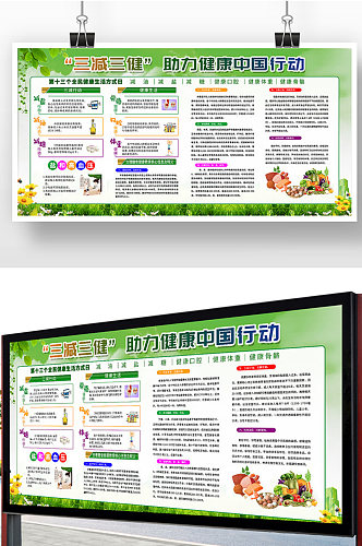 三减三健助力健康中国展板
