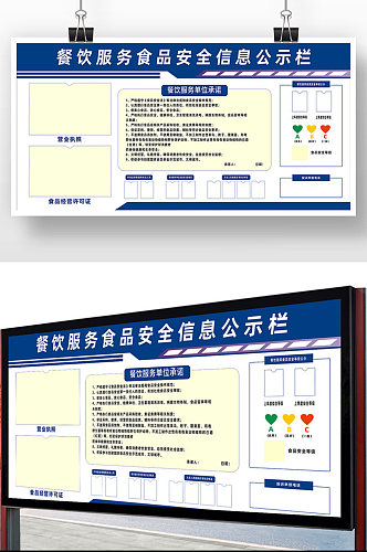 蓝色简约食品安全信息公示展板