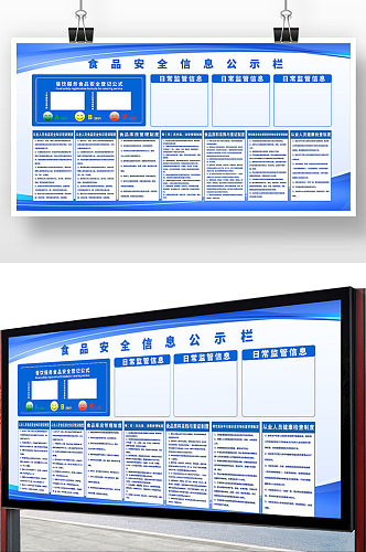 蓝色简约食品安全信息公式栏展板