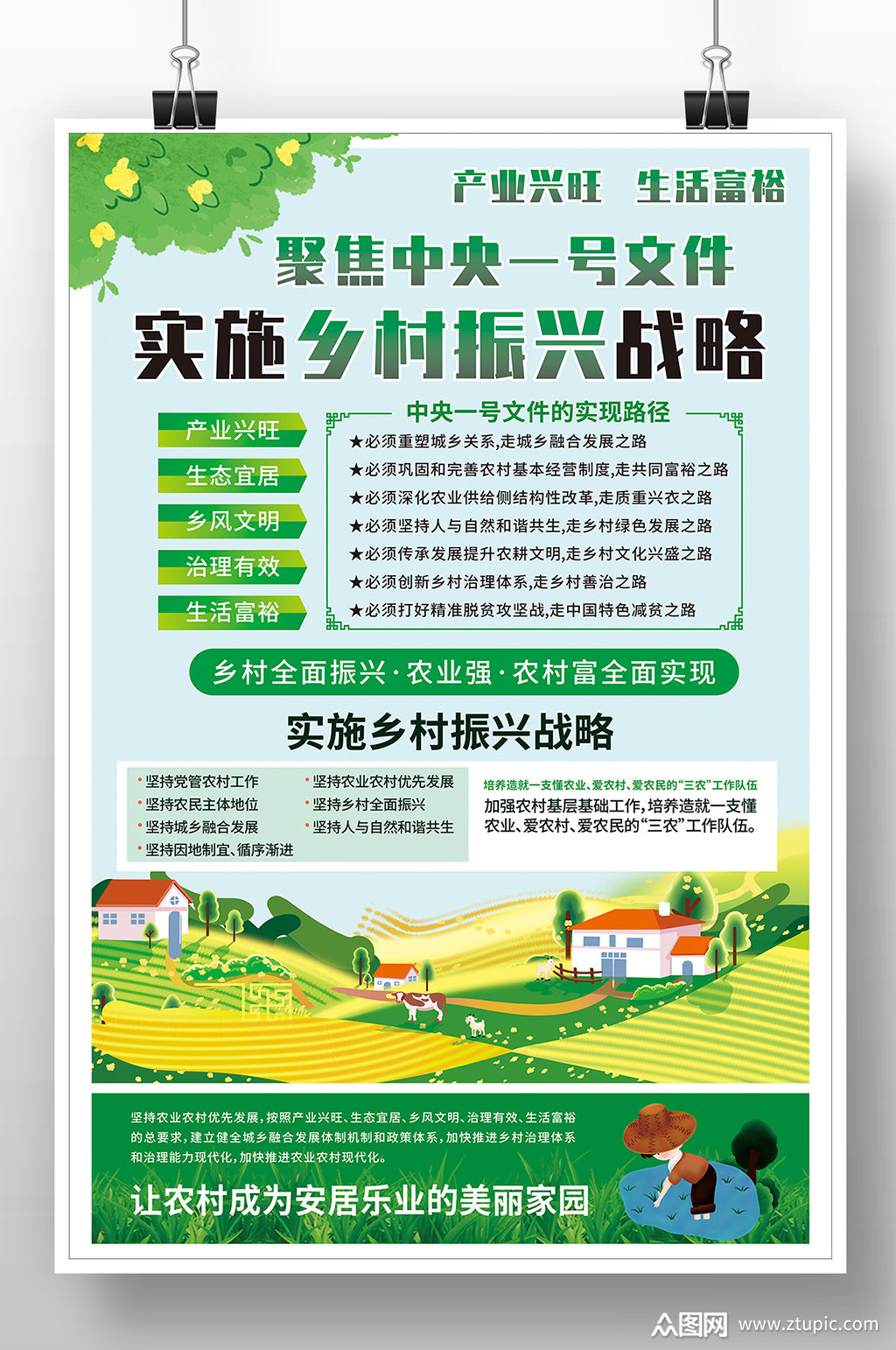 实施乡村振兴战略海报素材