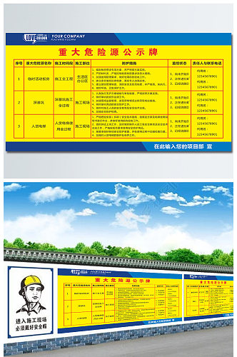 施工工地重大危险源公示牌