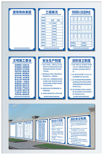 简洁工地五牌一图公示围挡制度牌