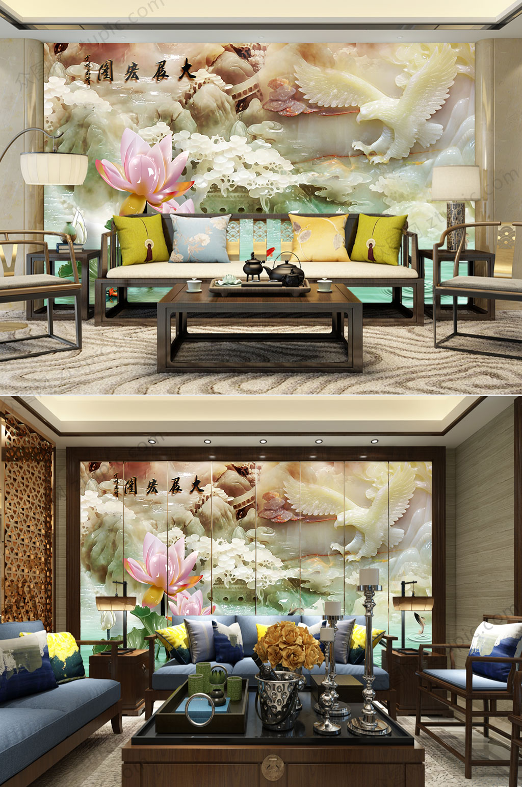 大展宏图玉雕背景墙素材