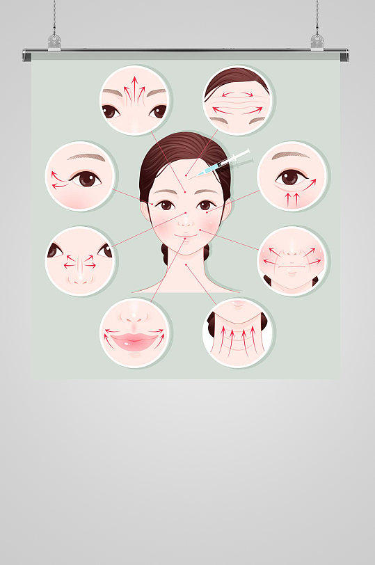 手绘微整形眼袋法令纹美妆插画展板综合排列热门下载最新上传更多格式
