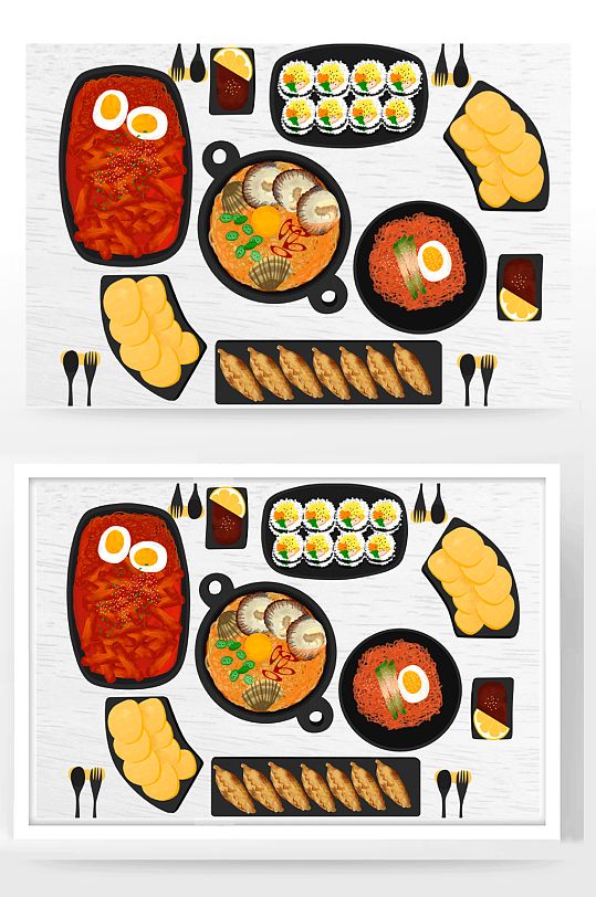 寿司美食街插画海报