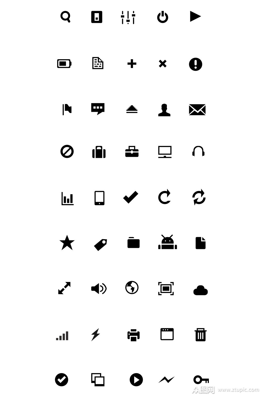 黑白手机ui图标icon