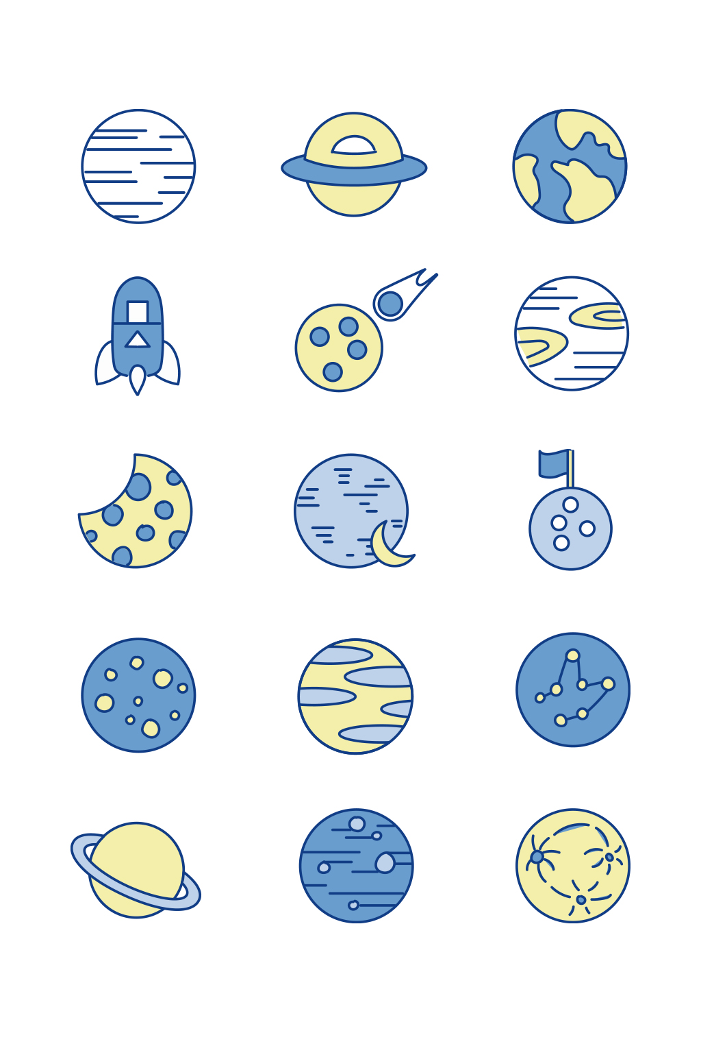 手绘简约星球ui图标设计素材