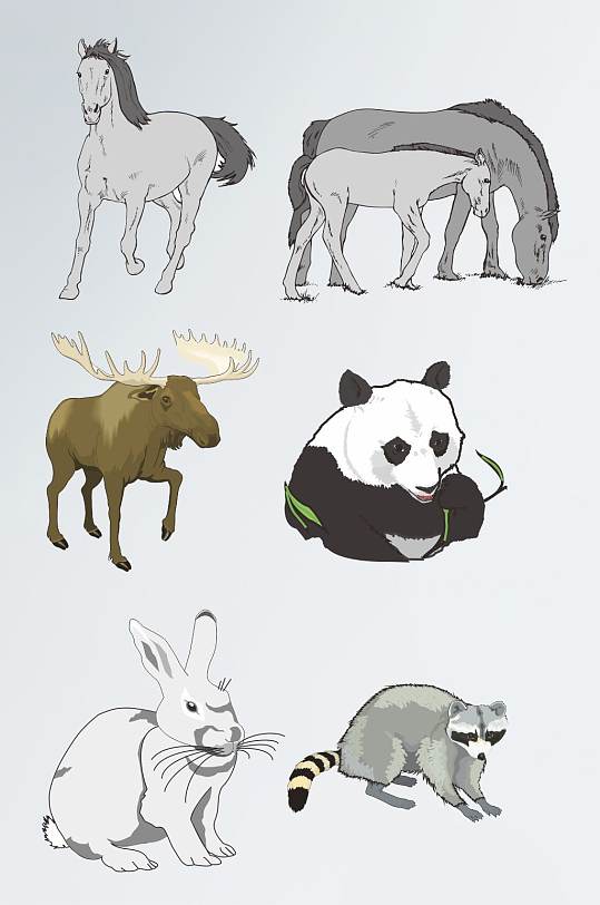CDR矢量手绘动物插画自然动物