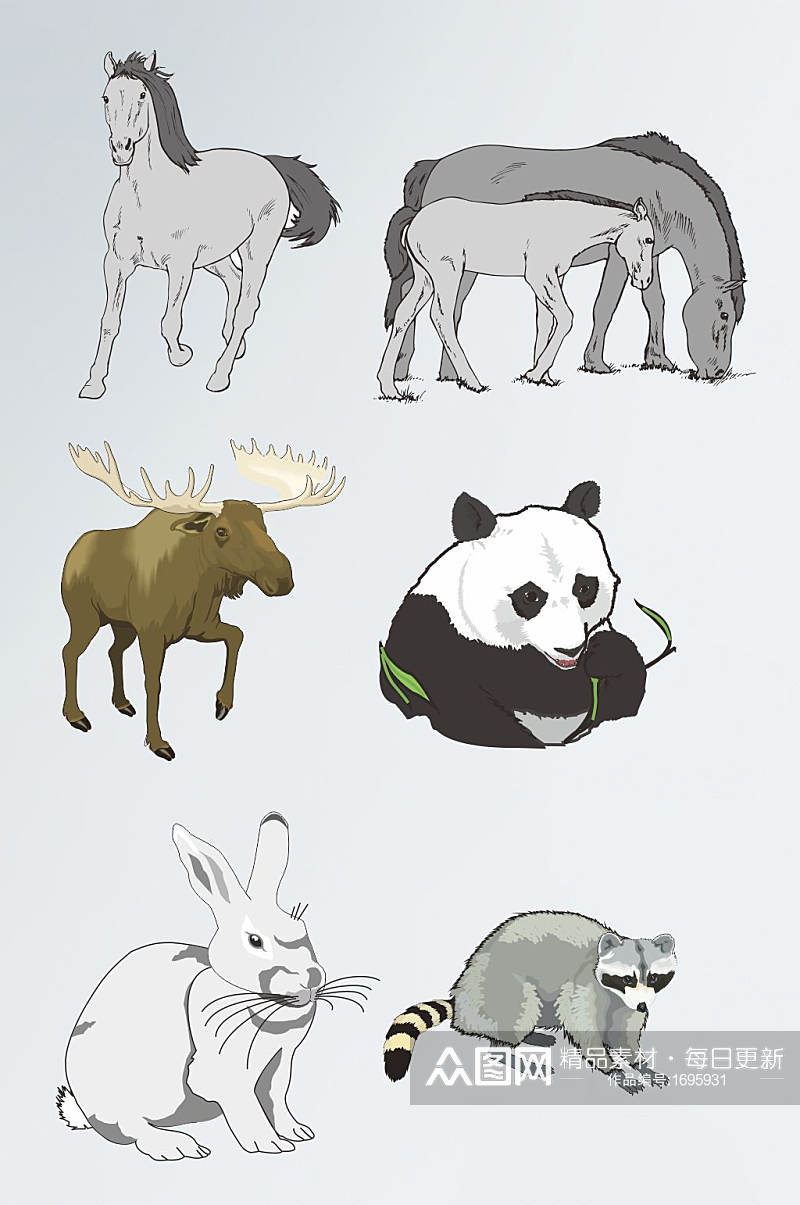 CDR矢量手绘动物插画自然动物素材