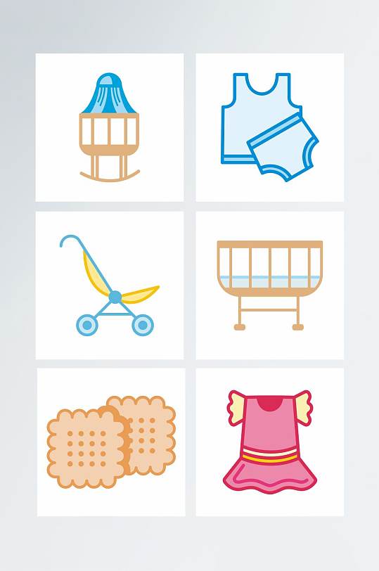 卡通母婴用品婴儿床宝宝衣服手推车手帕