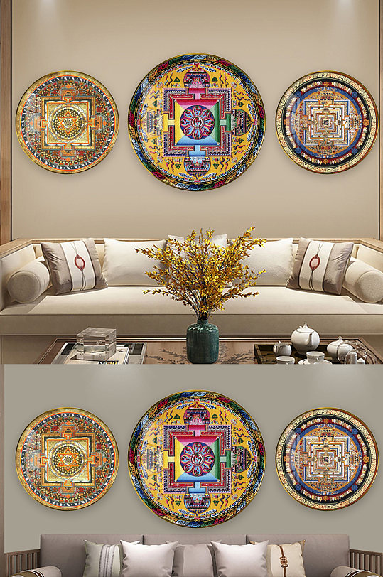 传统轻奢唐卡华丽装饰画-众图网