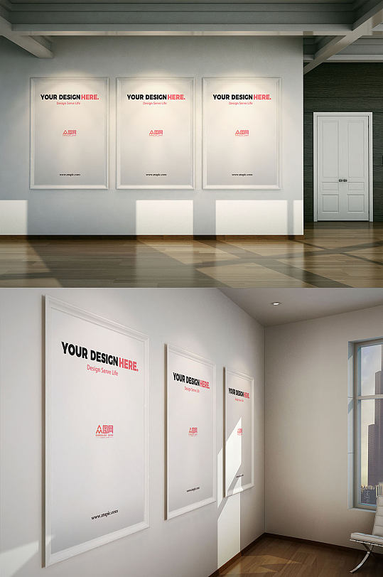 简约墙面海报样机-众图网