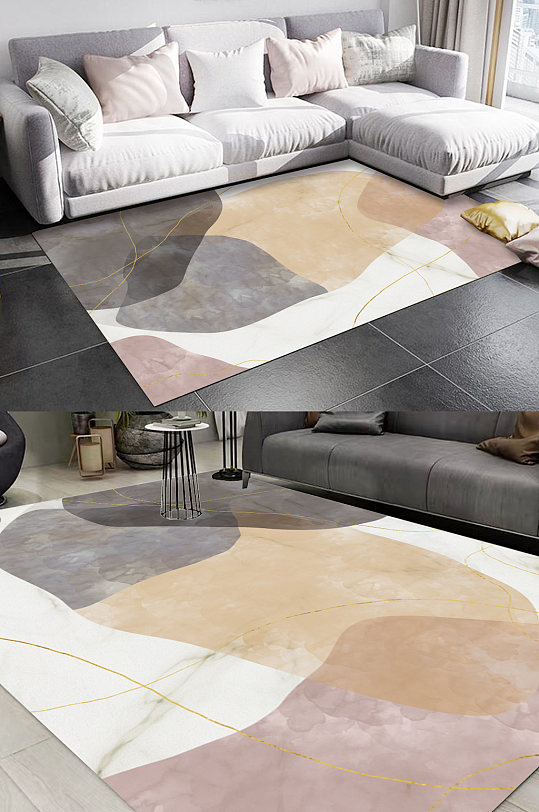 抽象线条卧室地毯图案-众图网