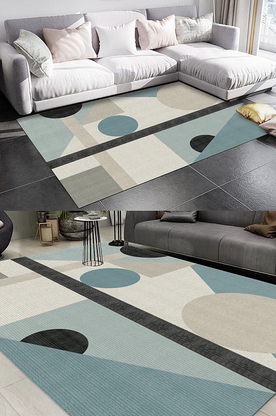 色块几何色块客厅地毯图案-众图网