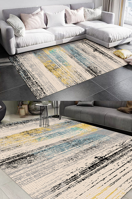 风格抽象纹理客厅地毯图案