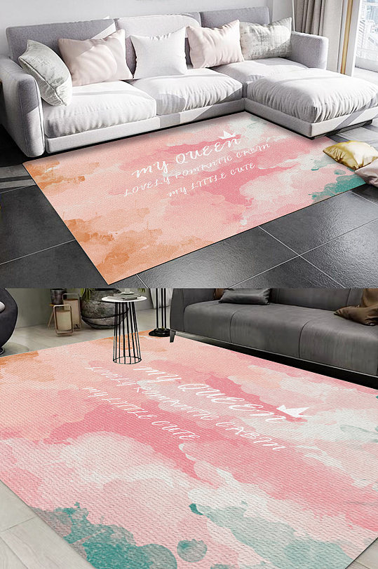 简约水墨淡彩英文客厅卧室-众图网