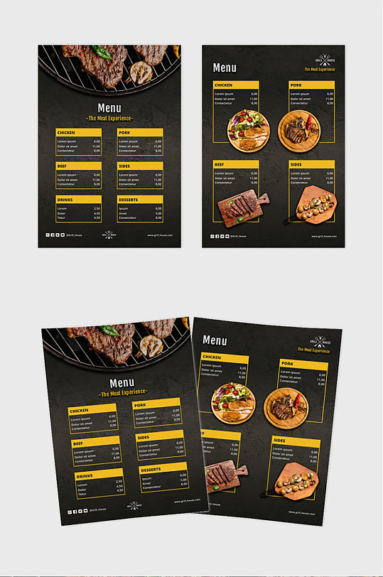 黑色经典牛排菜单