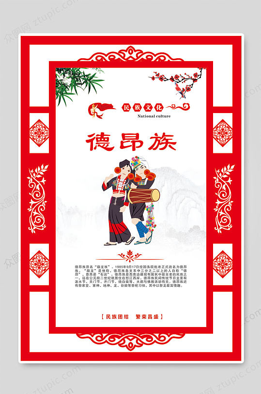 德昂族民族文化展板