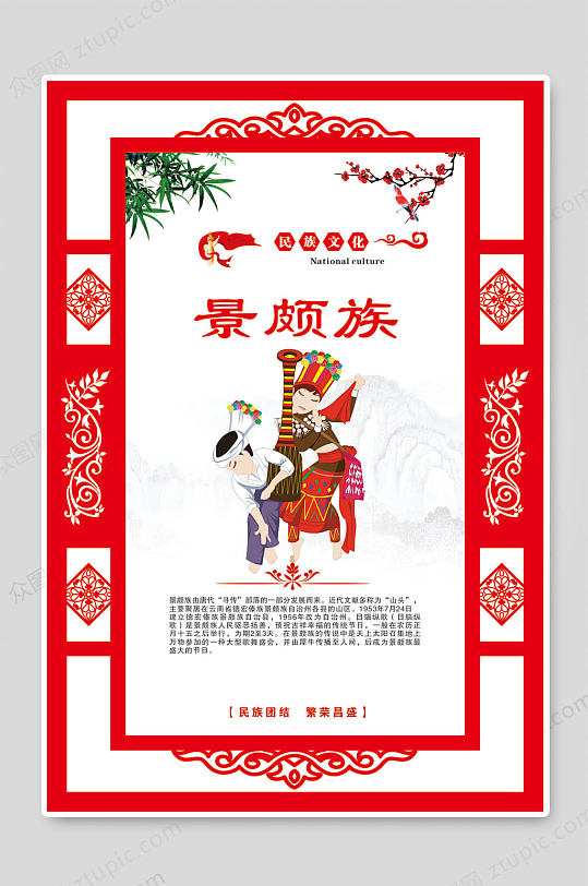 景颇族民族文化展板