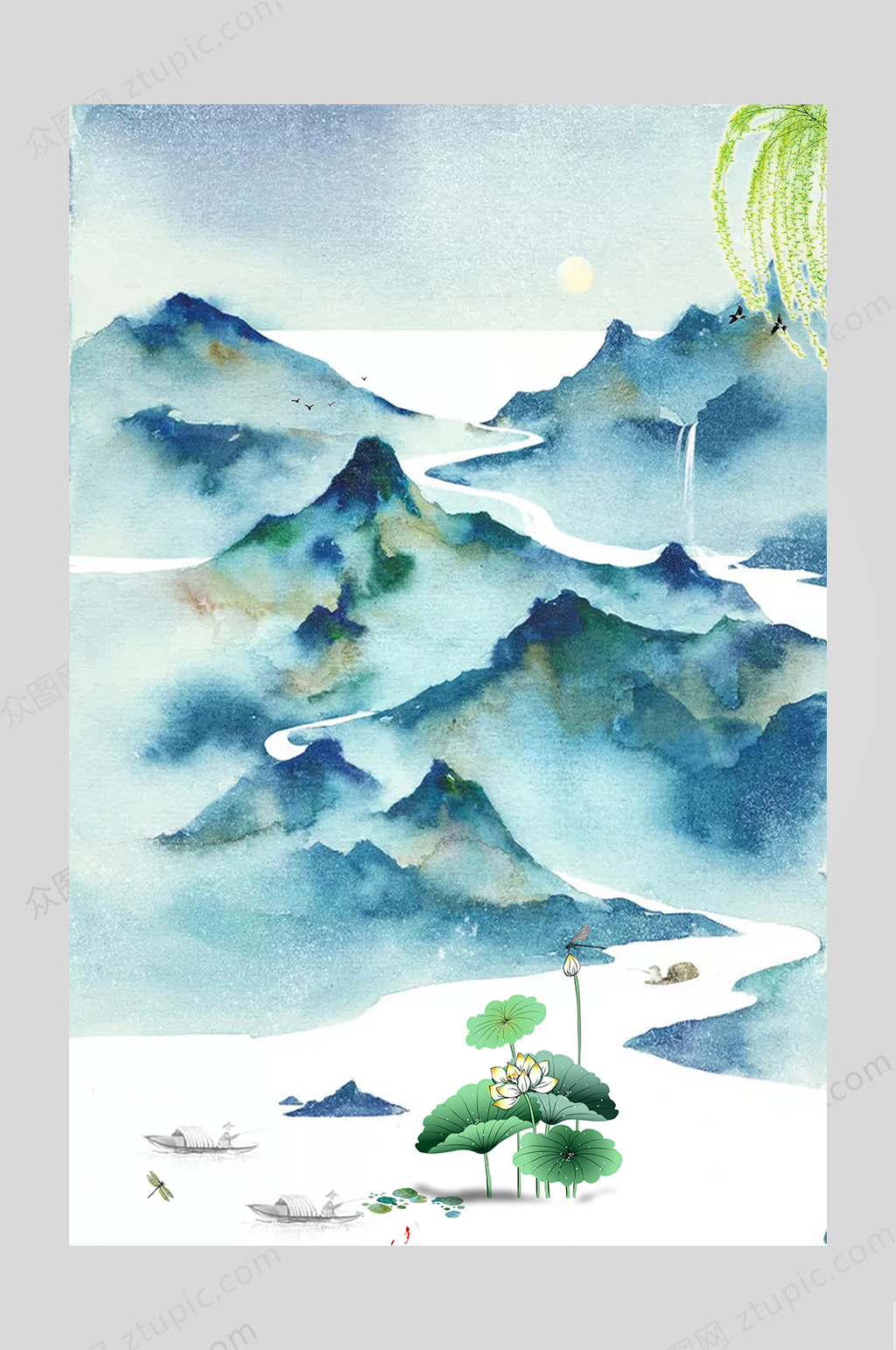 手绘背景中国风手绘素材