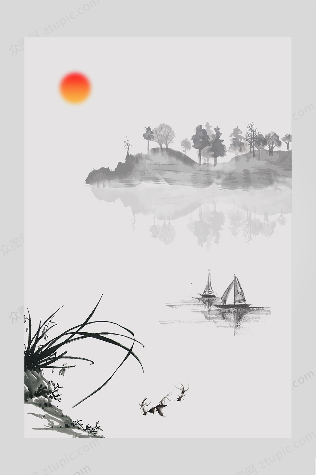 中国风水墨背景装饰素材